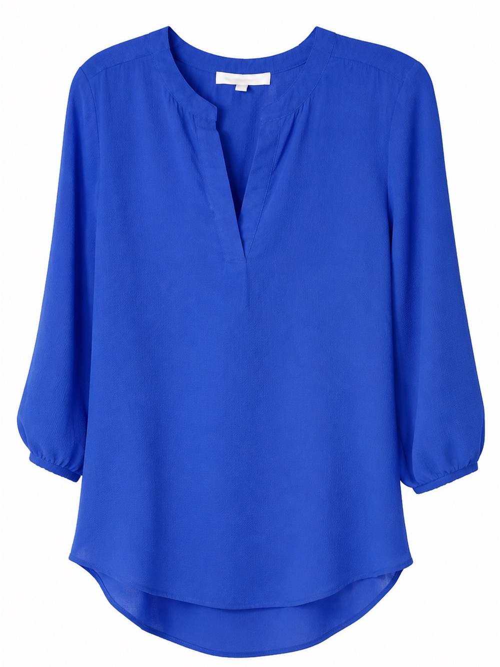 Daniel Rainn Split V-Neck Blouse - Cobalt Blue